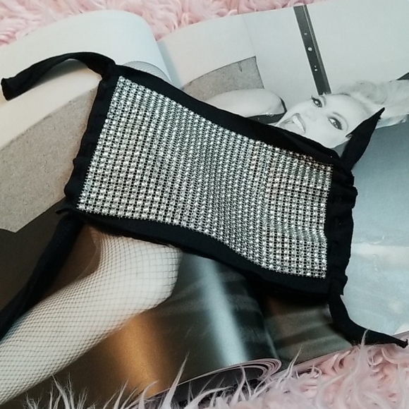 Black rhinestone face mask - Picture 4 of 8